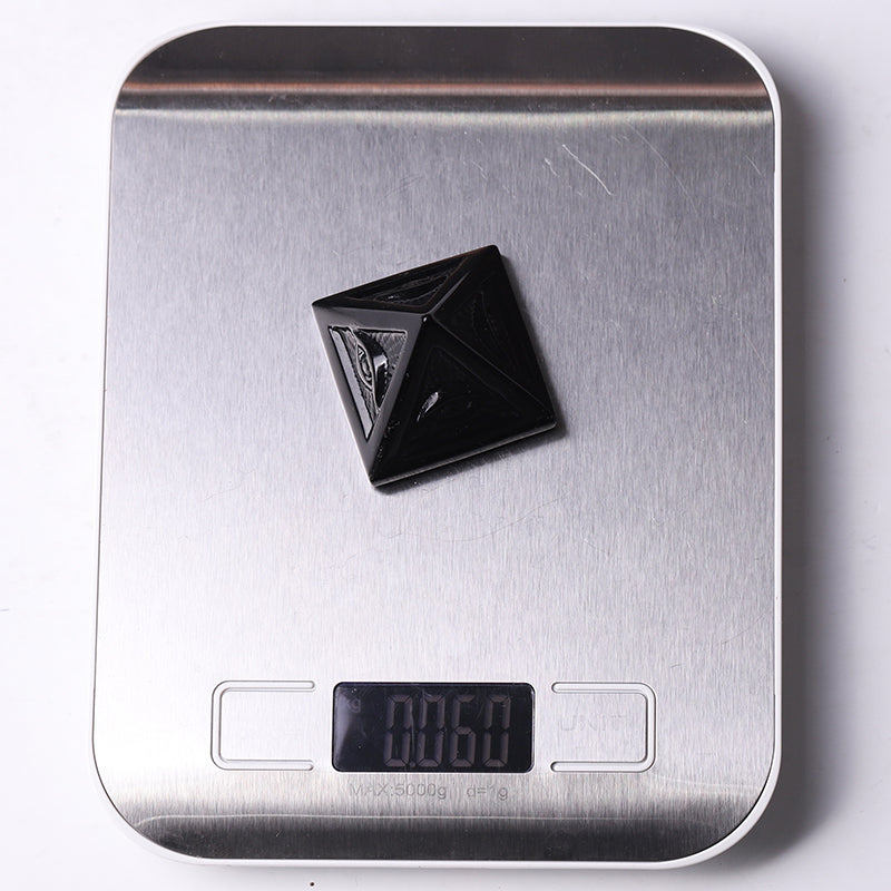 1.6 inch Black Obsidian Crystal Pyramid with Eye Motif