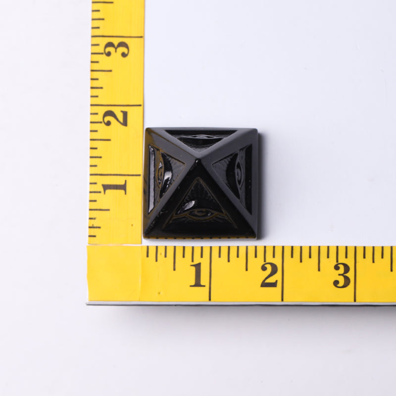 1.6 inch Black Obsidian Crystal Pyramid with Eye Motif