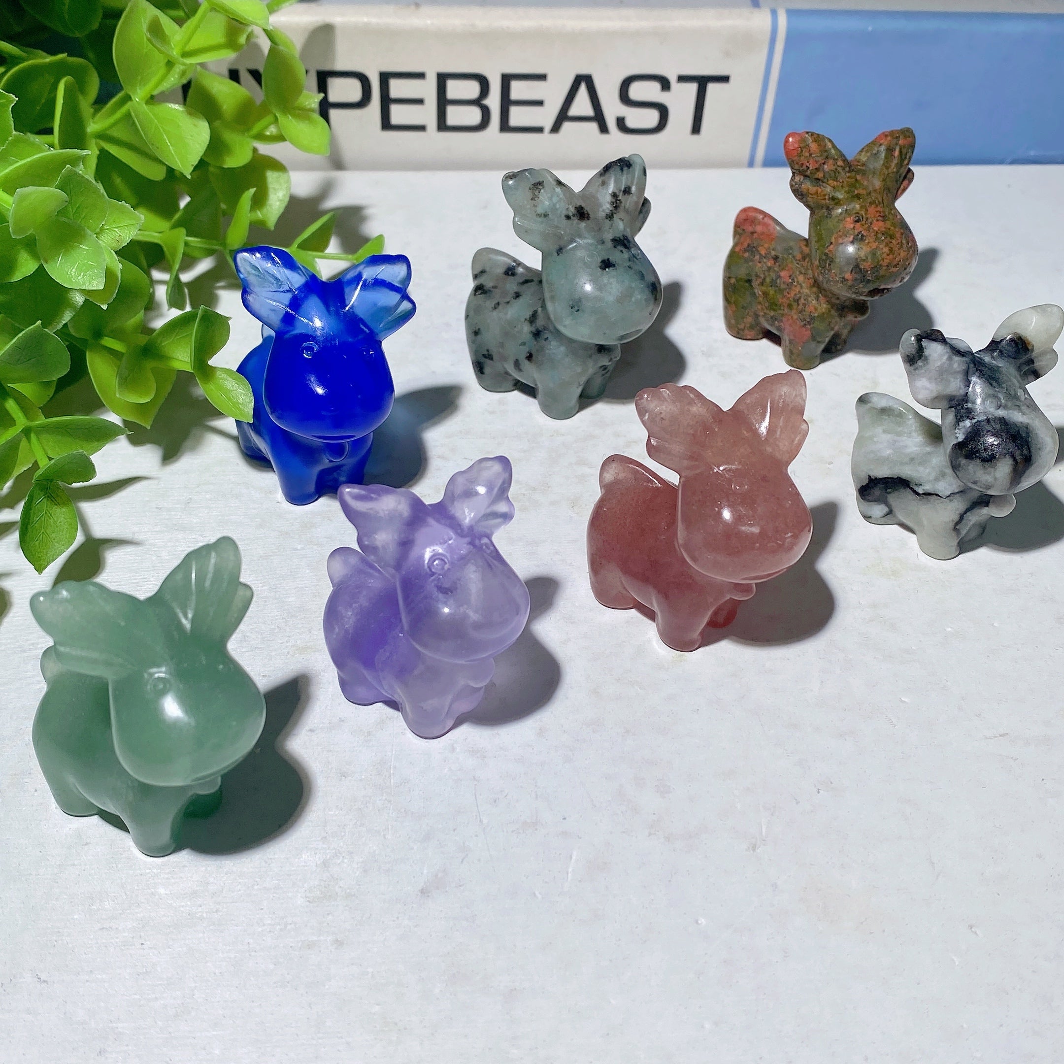 1.6 inch Mixed Crystal Deer Carving Figurines for Healing