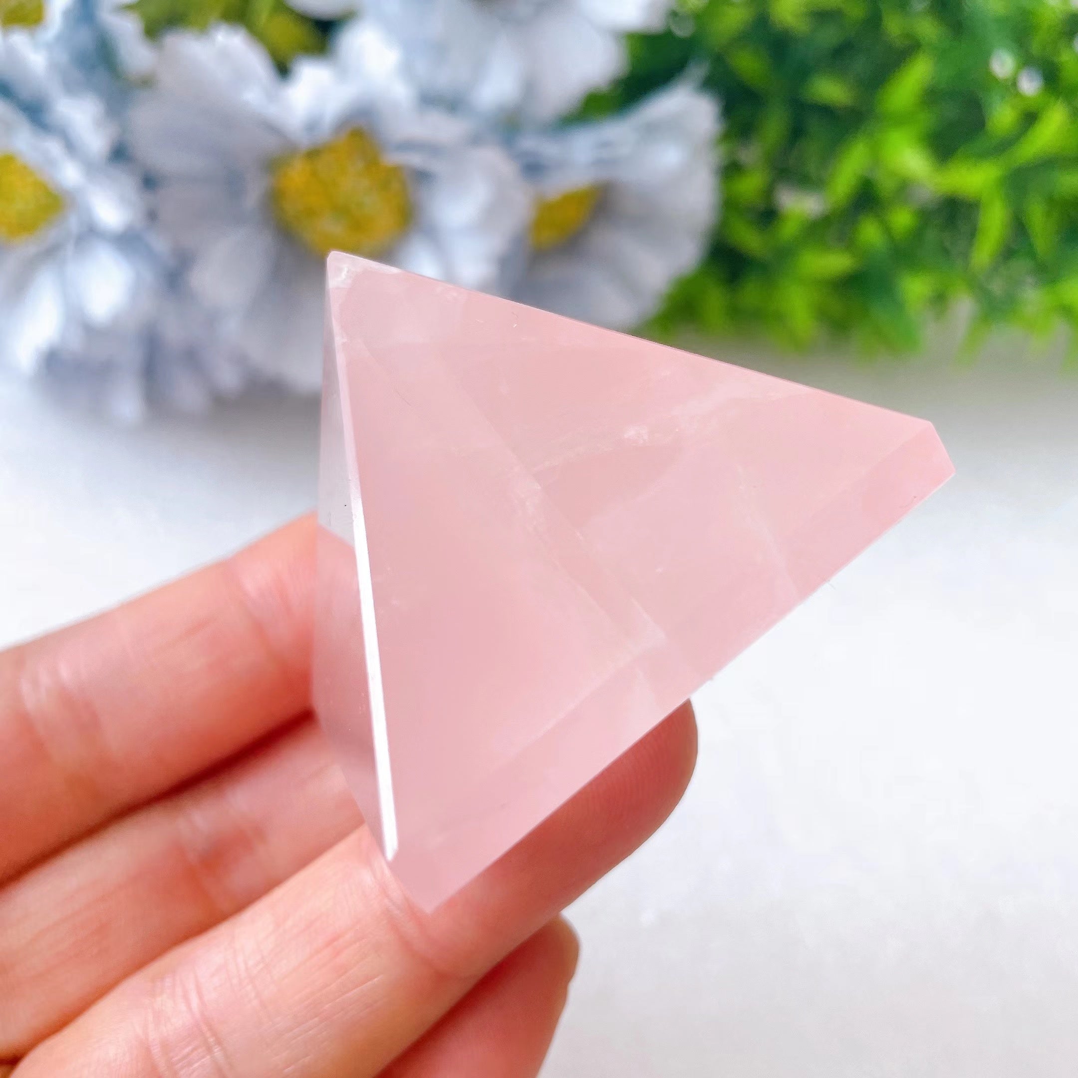 1.7 inch Rose Quartz Healing Crystal Pyramid for Meditation