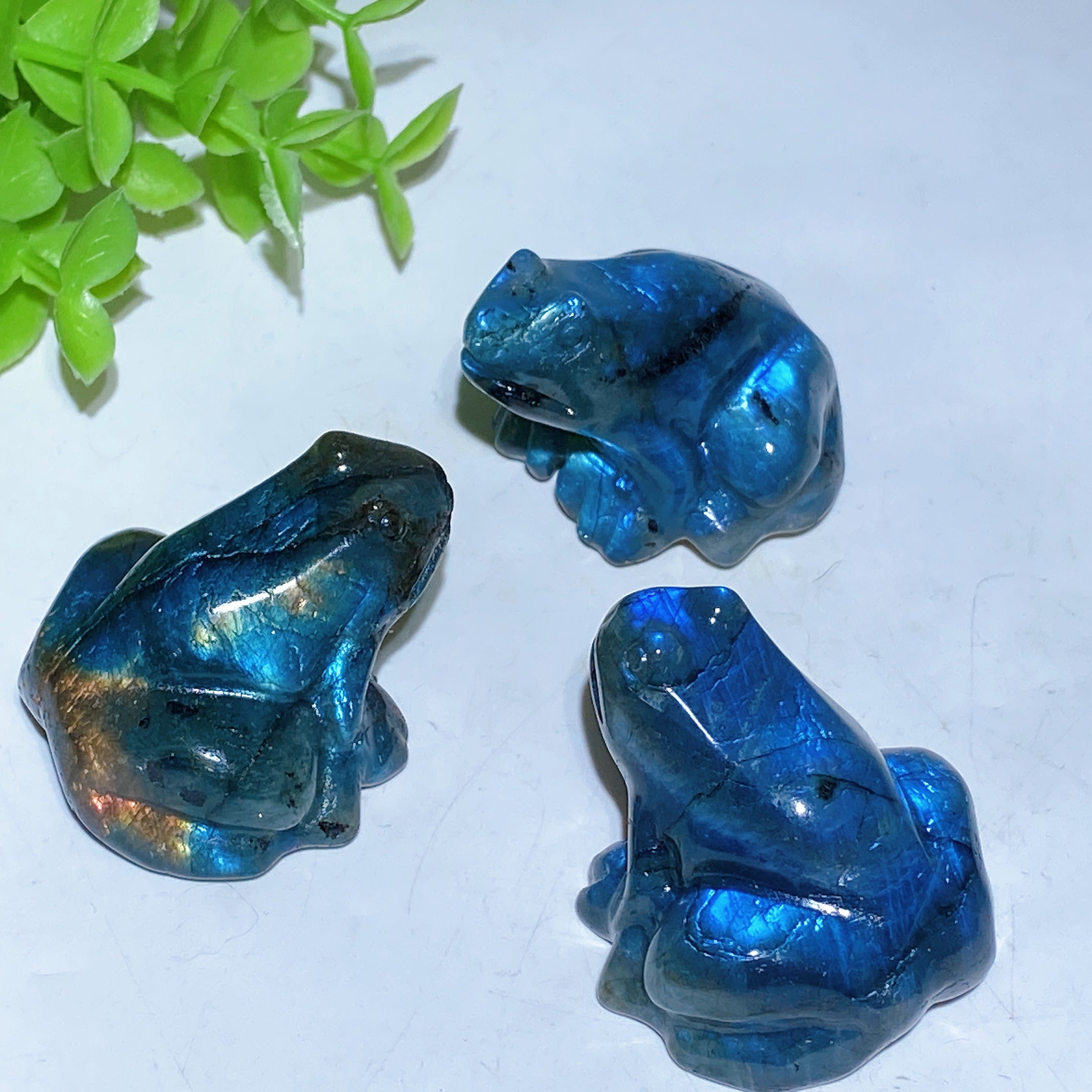 1.8 inch Labradorite Crystal Frog Carving for Healing