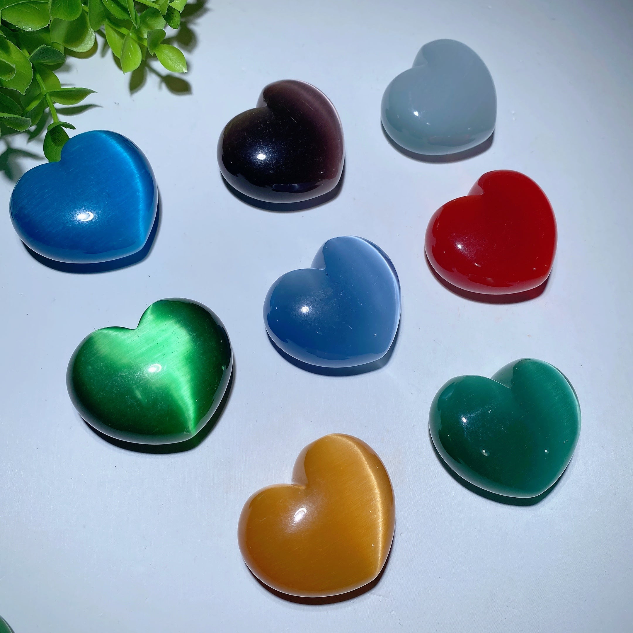 1.8 Inch Mixed Cat's Eye Heart Crystal for Emotional Healing