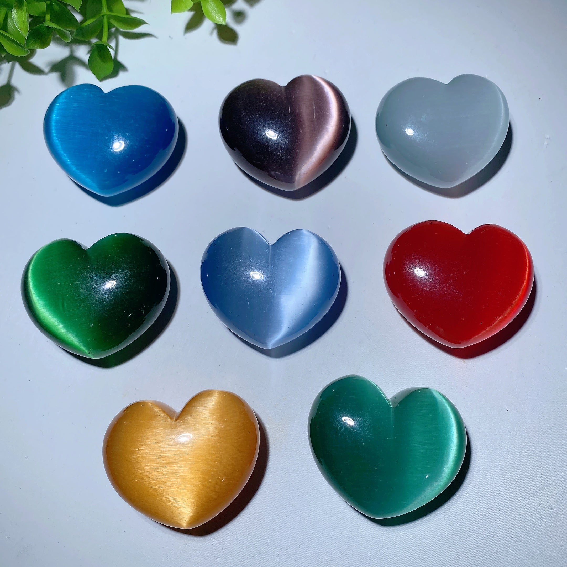 1.8 Inch Mixed Cat's Eye Heart Crystal for Emotional Healing