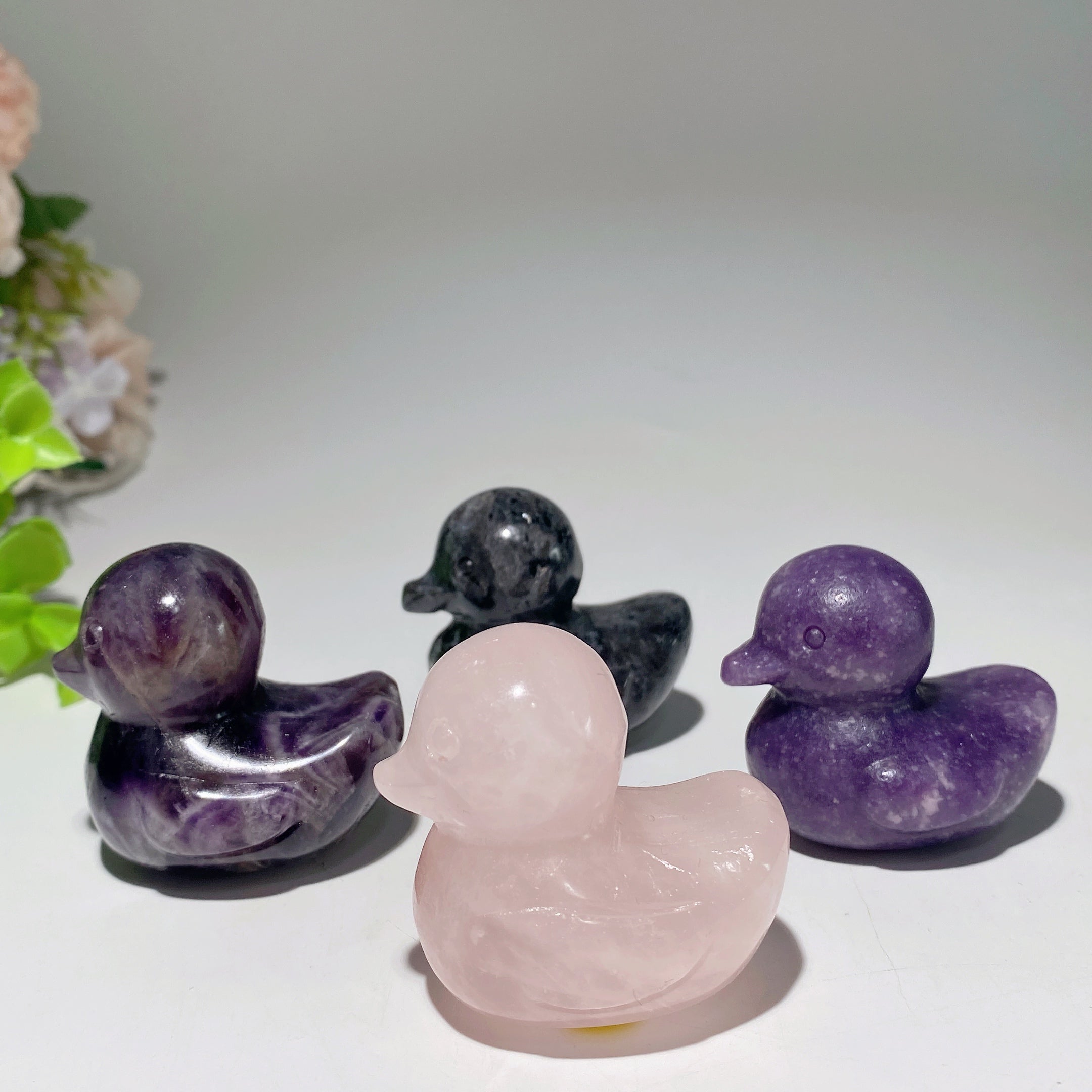 1.8 inch Mixed Crystal Spiritual Animal Figurine Duck Carvings