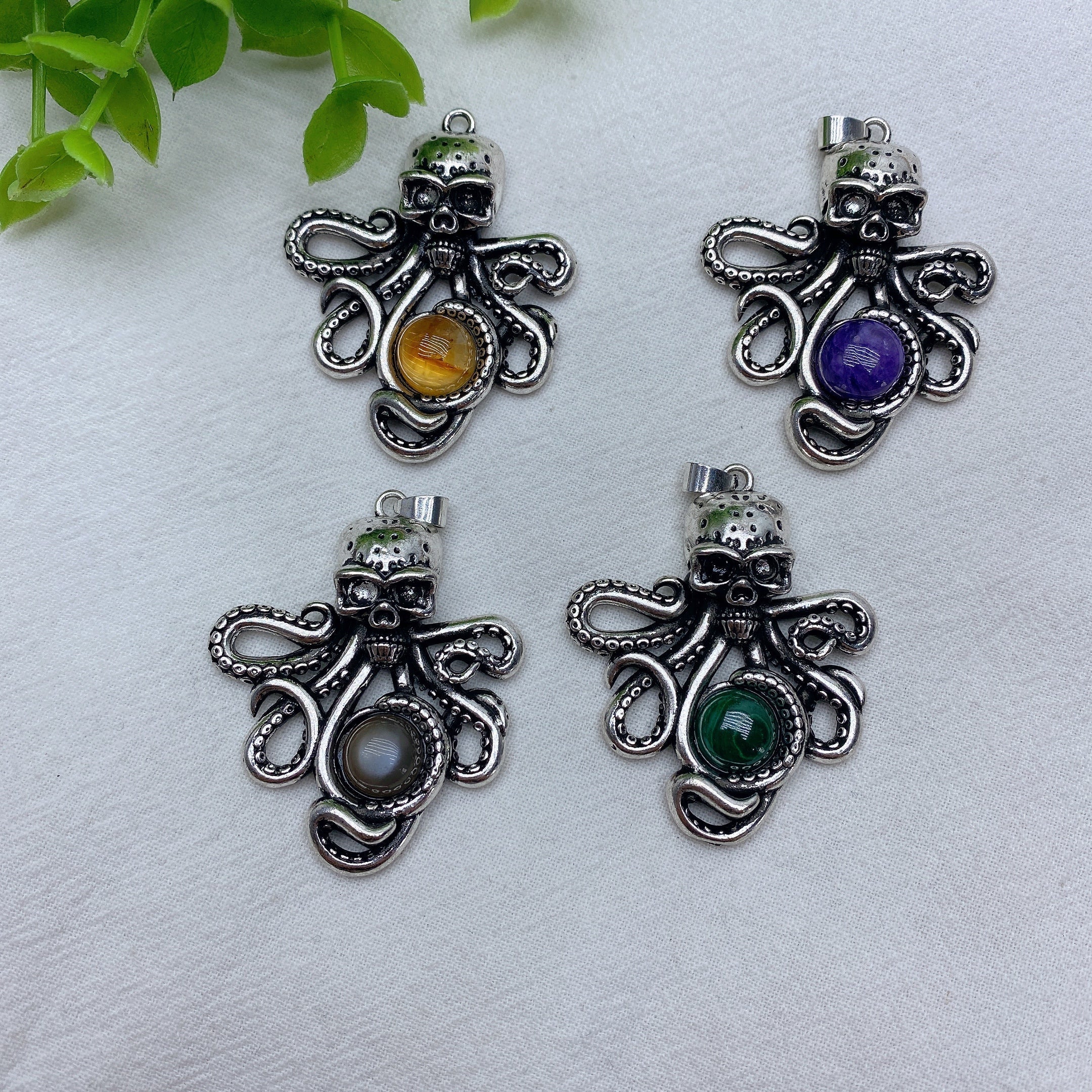 1.85in Mixed Crystal Octopus Pendant for Spiritual Healing