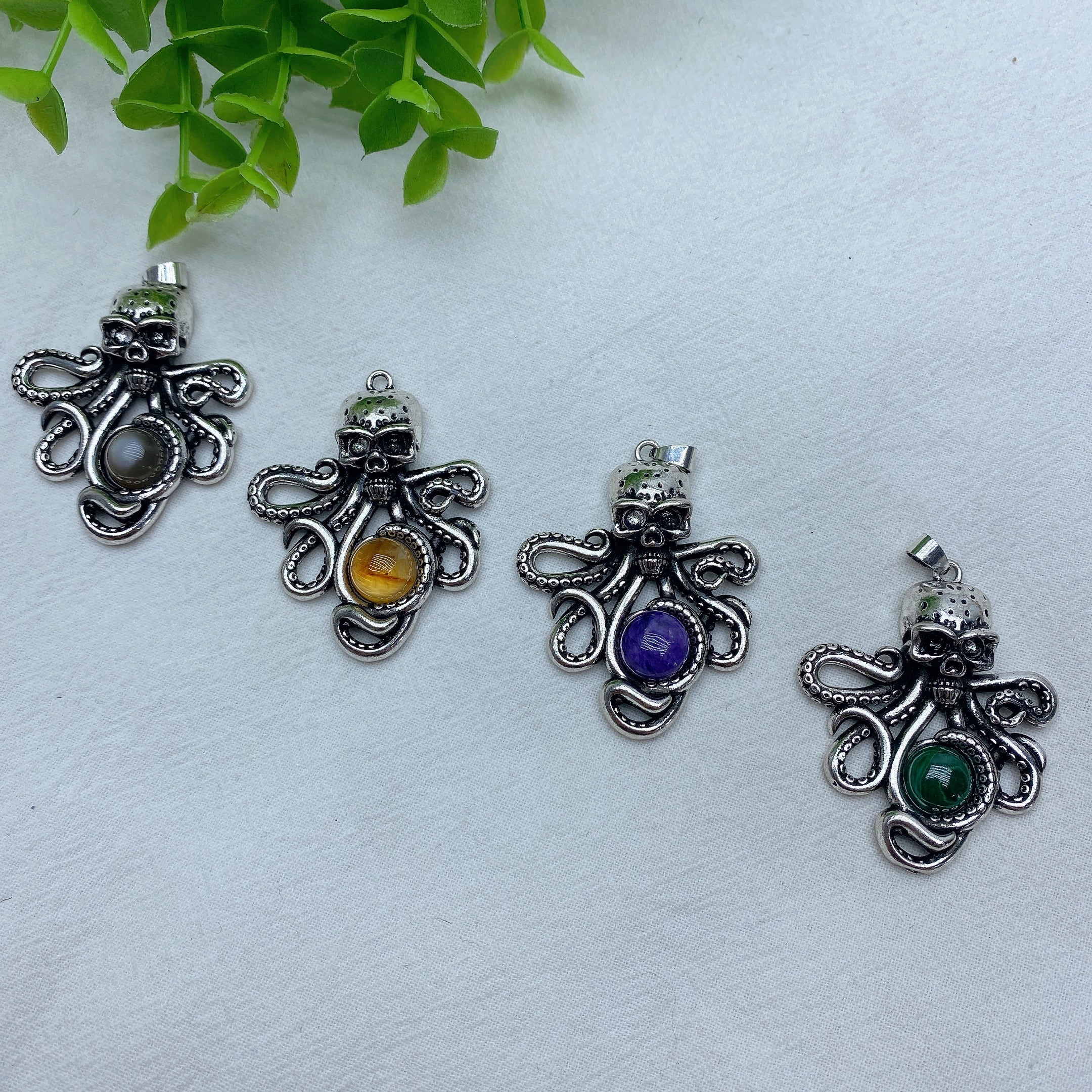 1.85in Mixed Crystal Octopus Pendant for Spiritual Healing