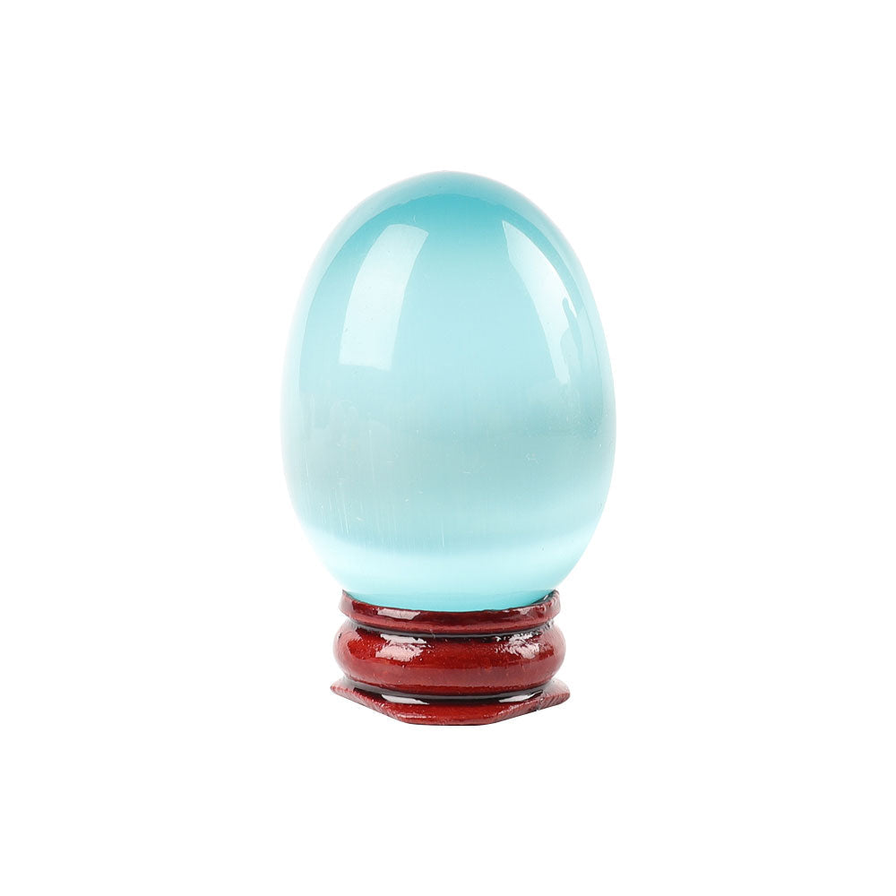 1.88" Cat Eye Crystal Egg Palm Stone for Healing