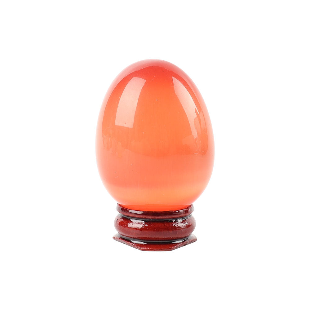 1.88" Cat Eye Crystal Egg Palm Stone for Healing