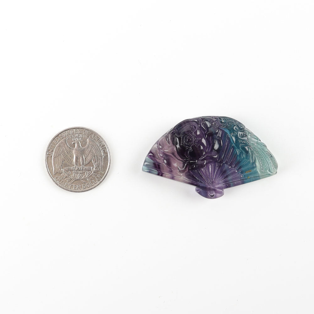 1.96" Fluorite Fan Shape Carving for Jewelry Making