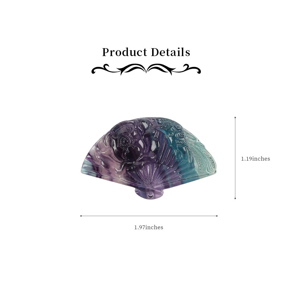 1.96" Fluorite Fan Shape Carving for Jewelry Making