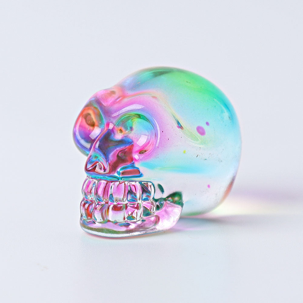 1-Inch Aura Angel Crystal Skull Carving for Meditation