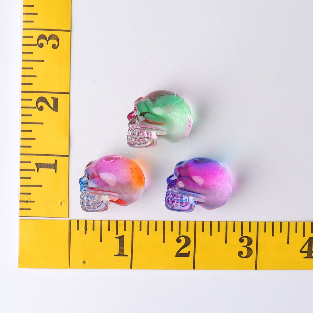 1-Inch Aura Angel Crystal Skull Carving for Meditation