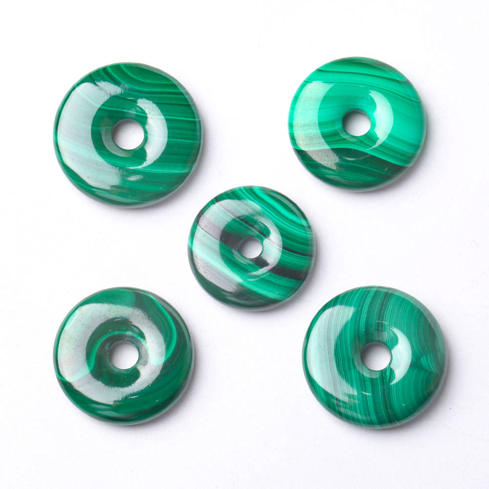 1" Natural Malachite Donut Crystal Pendant for Protection