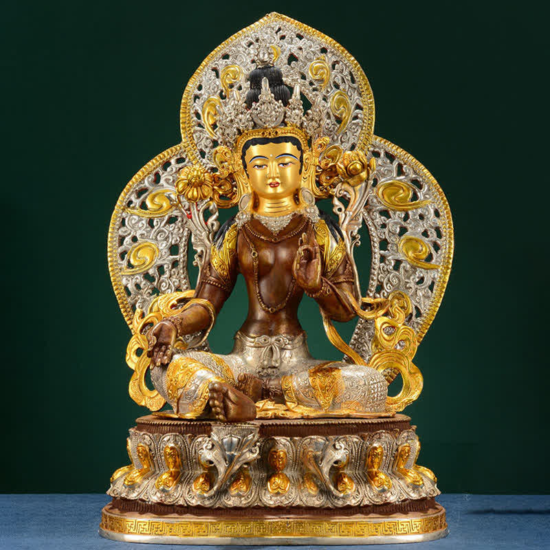10 Zoll Grüne Tara Kupfer Buddha Statue für Hoffnung und Schutz