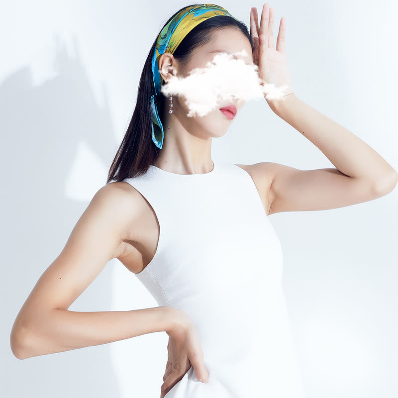 Tibetischer Schal aus 100 % Maulbeerseide, Panorama von Flüssen und Bergen