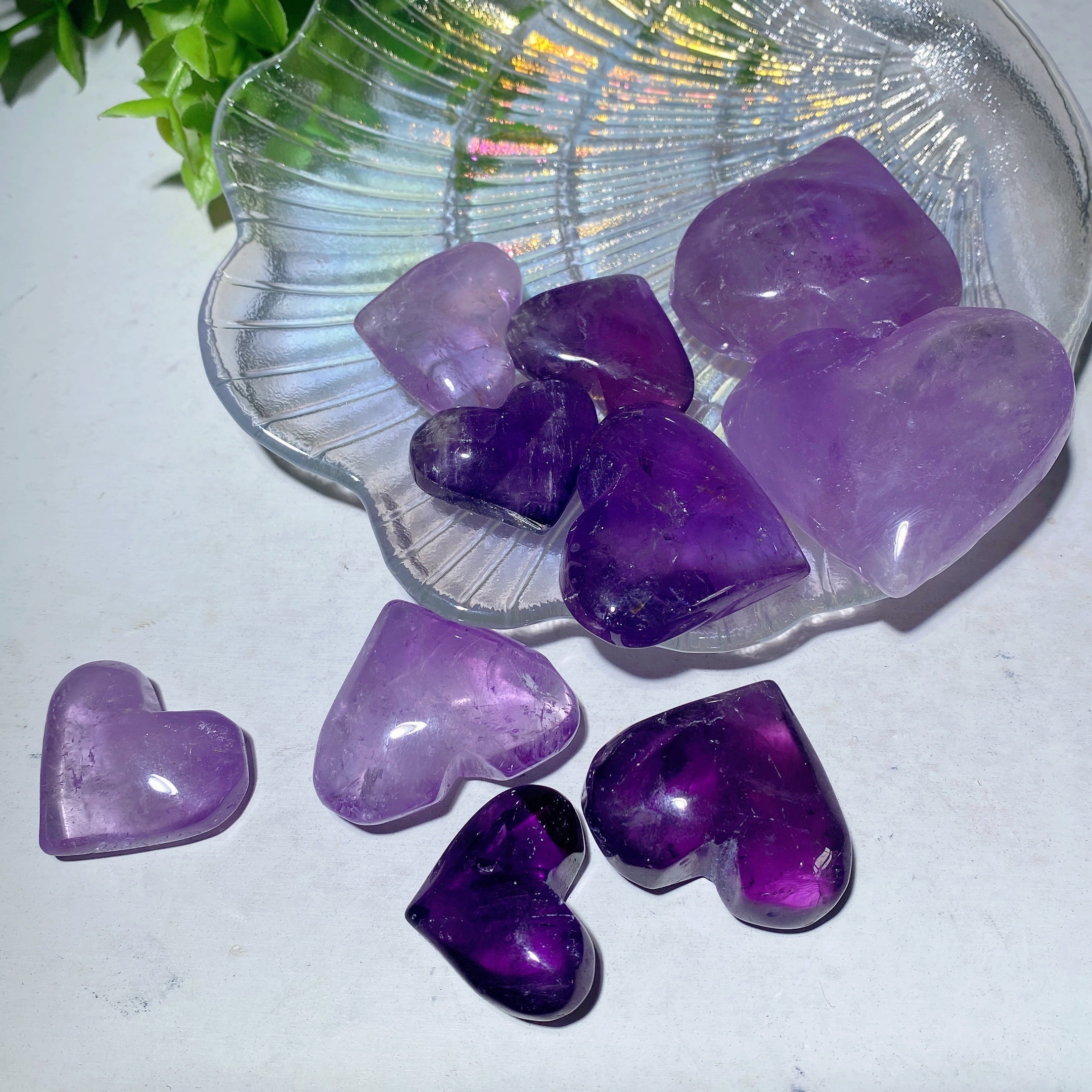 100g Amethyst Heart Crystal Carving for Emotional Healing