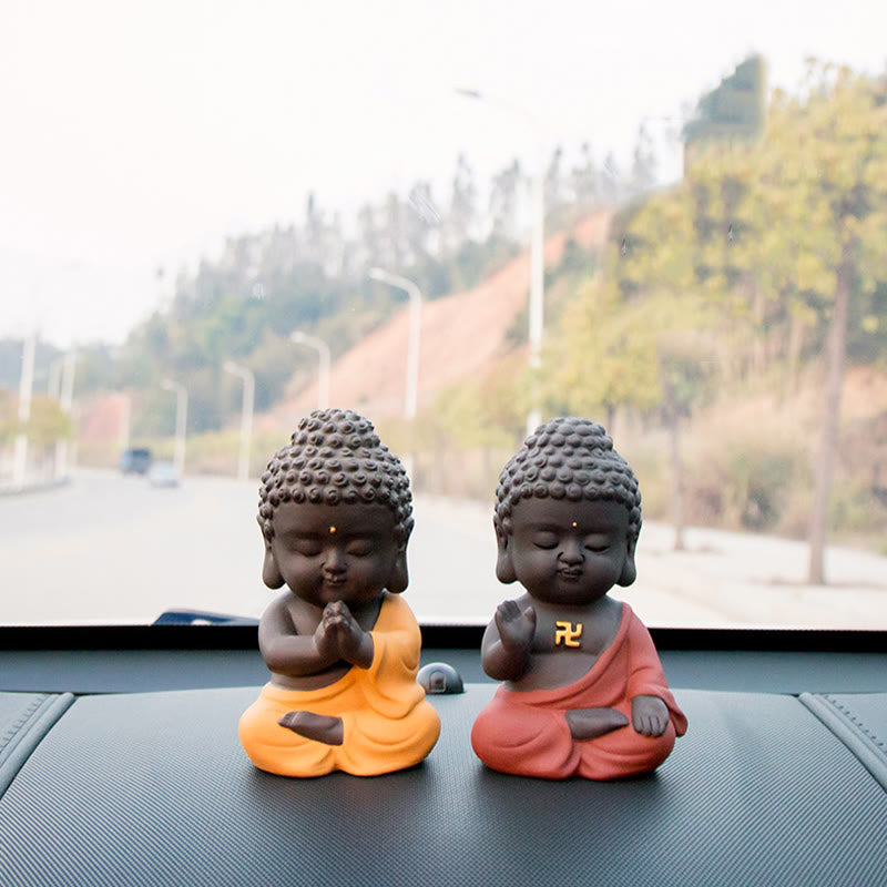 Small Purple Clay Buddha Statue for Home Serenity