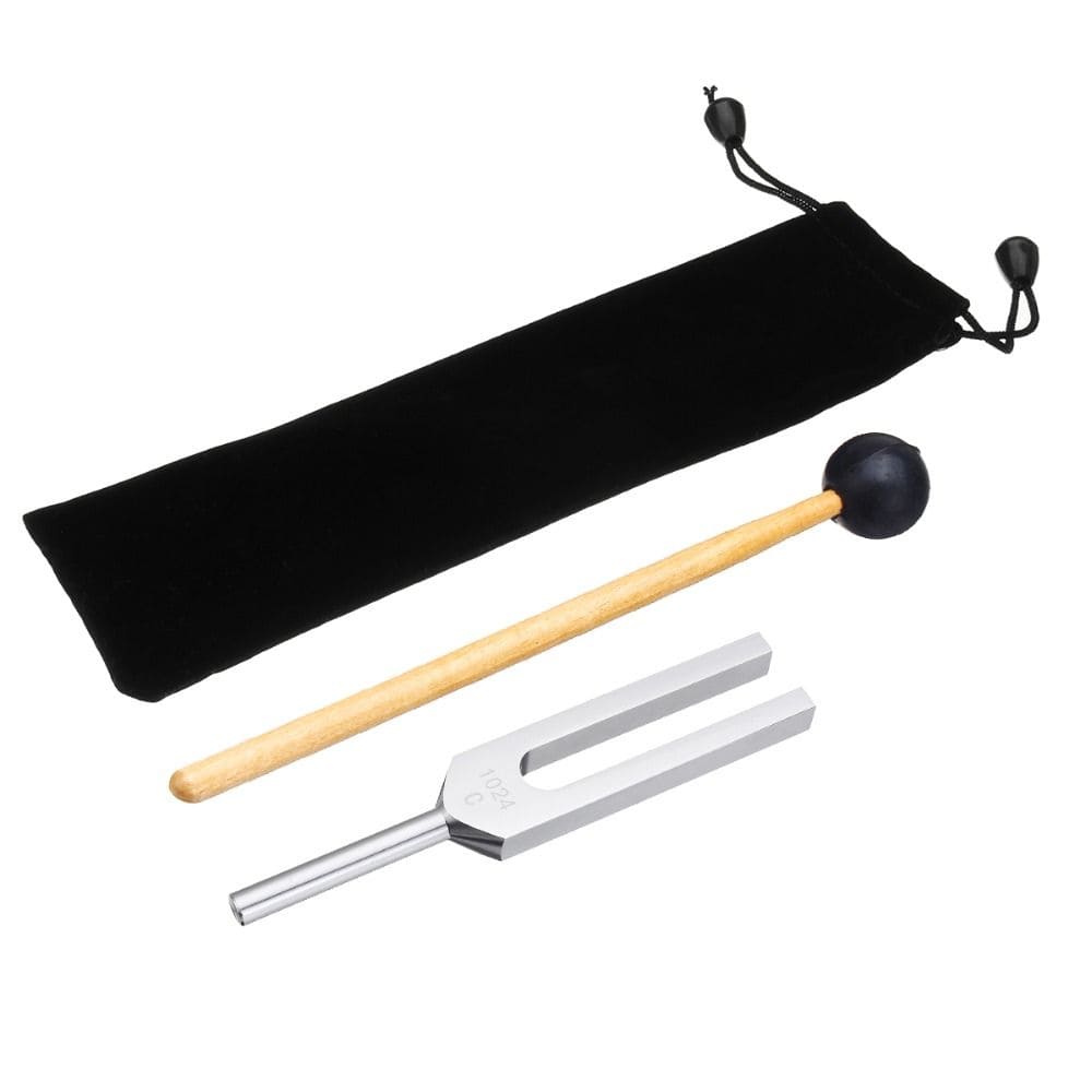 Tuning fork set with mallet and black pouch for 1024 Hz Chakra Healing Therapy