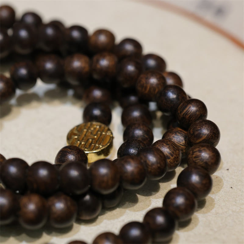 108 Adlerholz Bernstein Roter Achat Peace Buckle Jade Holz Mala Armband