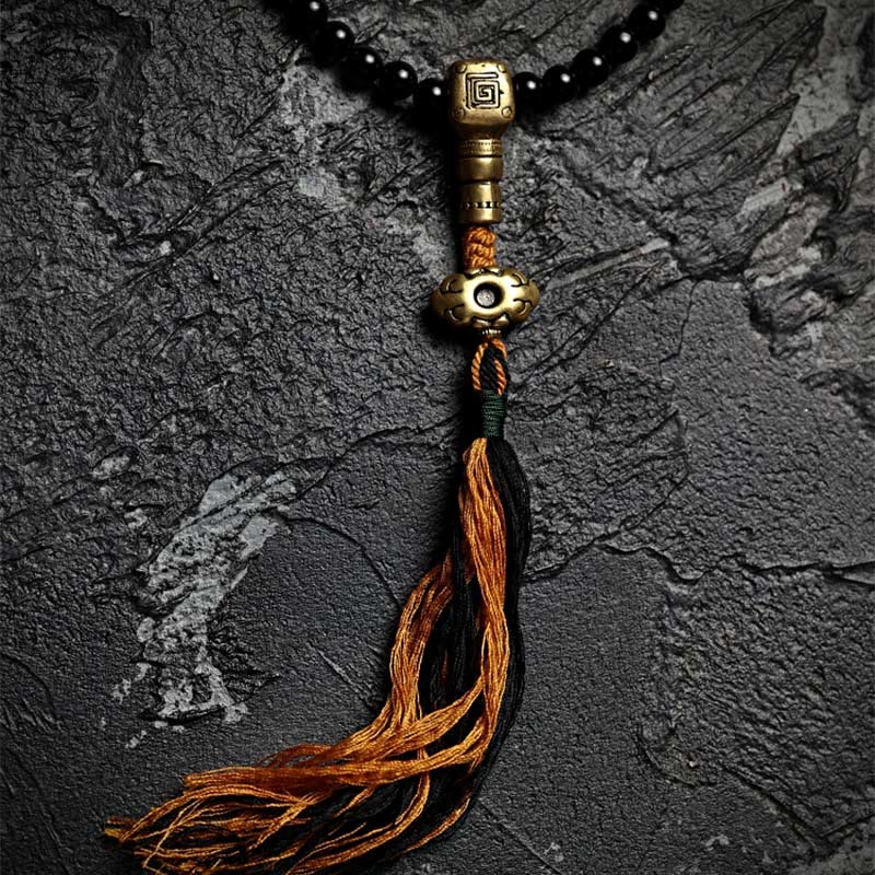 Mala-Armband mit 108 schwarzen Onyx-Edelsteinperlen zum Schutz