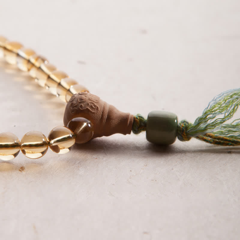 Mala-Armband mit 108 Citrin-Edelsteinperlen für Wohlstand und Schutz