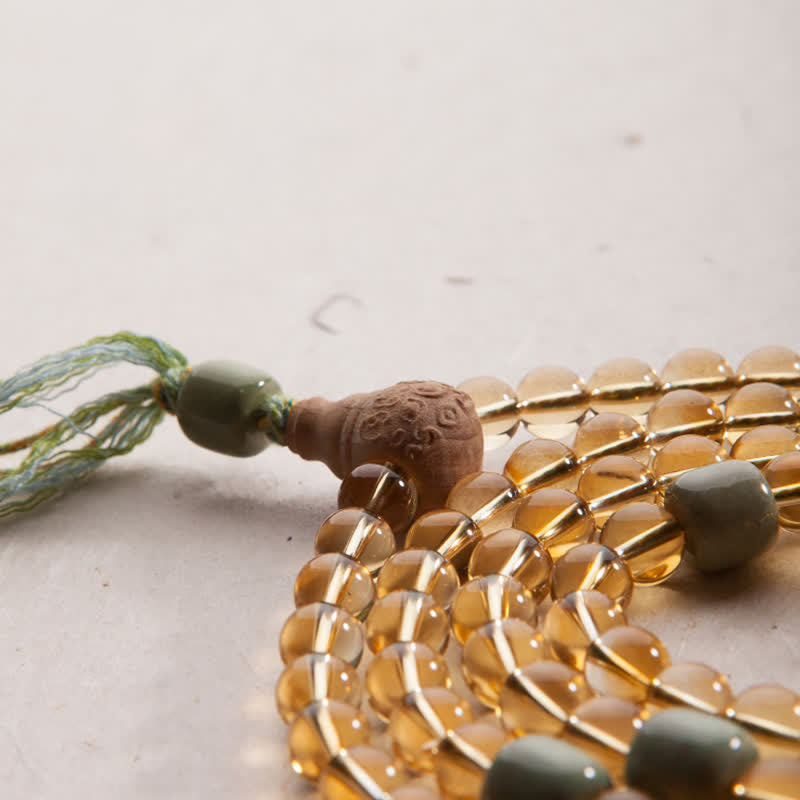 Mala-Armband mit 108 Citrin-Edelsteinperlen für Wohlstand und Schutz