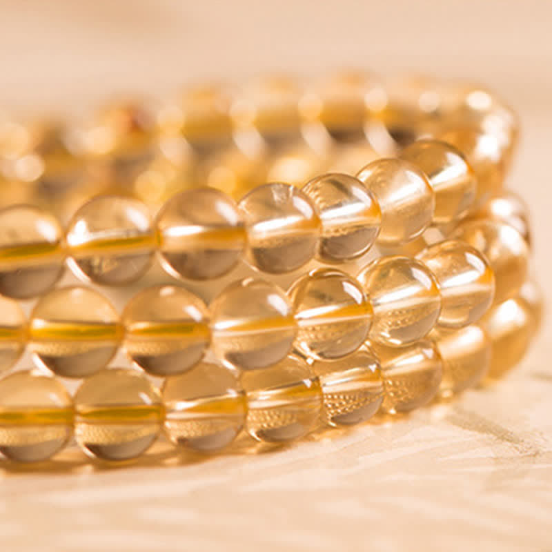 Mala-Armband mit 108 Perlen aus Citrin und rotem Achat zur Meditation