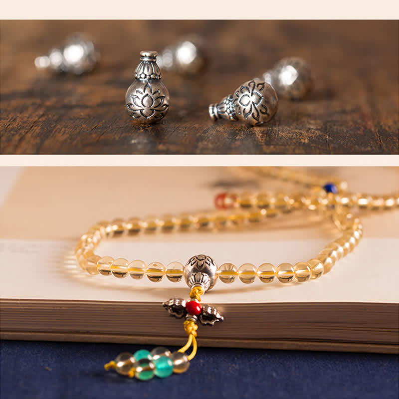 Mala-Armband mit 108 Perlen aus Citrin und rotem Achat zur Meditation