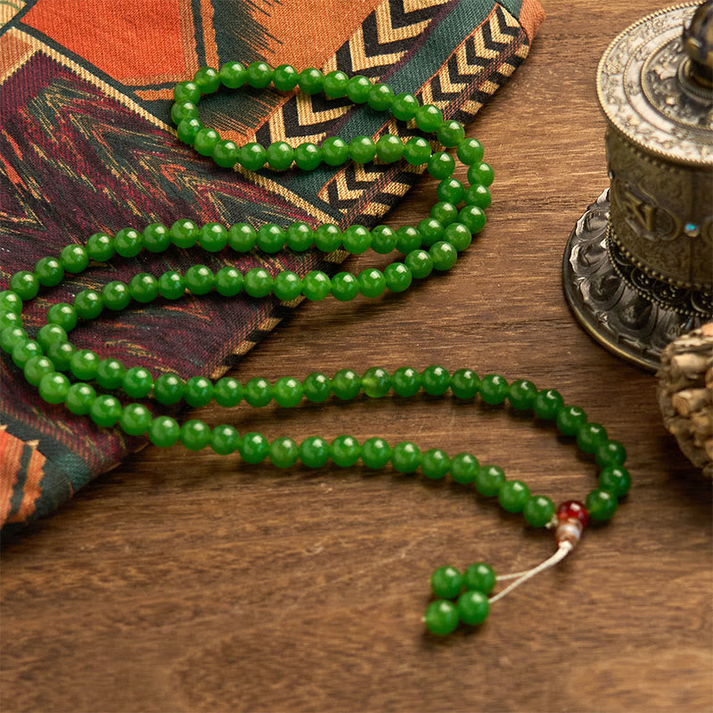 Cyan-Jade-Mala-Armband mit 108 Perlen für Glück und Heilung