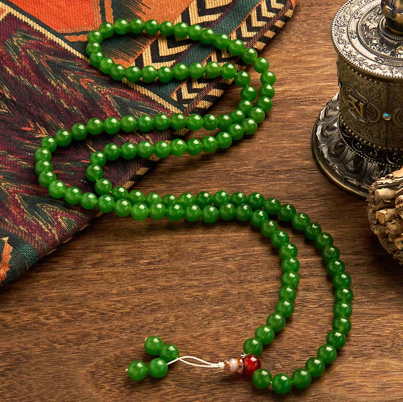 Cyan-Jade-Mala-Armband mit 108 Perlen für Glück und Heilung