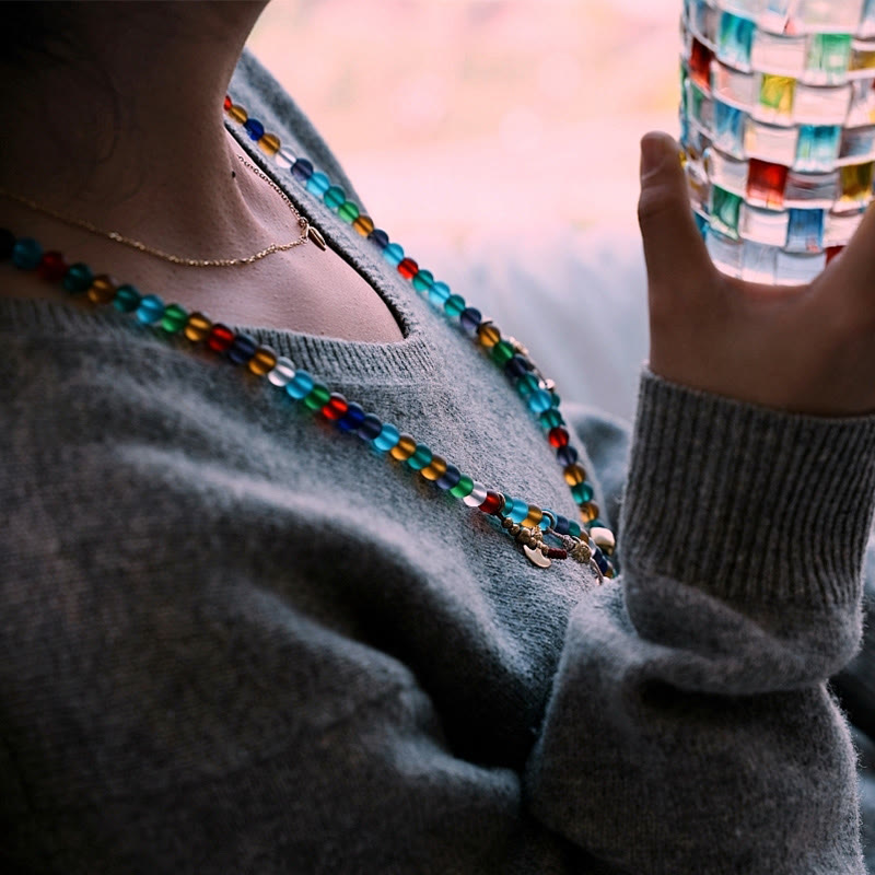 108 Perlen Liuli Glas Mala Armband mit chinesischen Sternzeichen Anhängern
