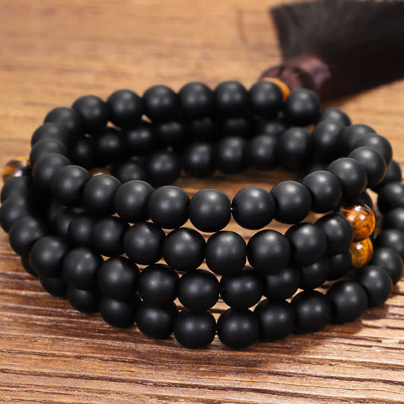 108 Perlen Mala Frosted Stone Tiger Eye Balance Armband Halskette