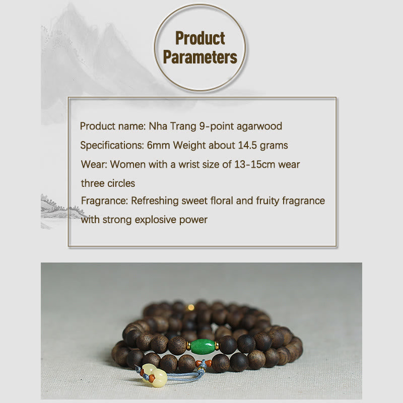 108 Perlen Mala Meditationsarmband mit Adlerholz, Cyan, Jade und Bernstein