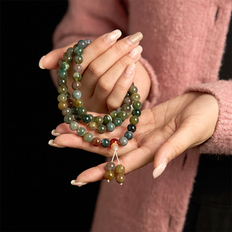 108 Perlen Moosachat 8mm Multi-Turn Healing Mala Armband