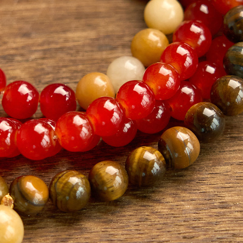 108 Perlen Roter Achat Tigerauge Calm Mala Armband