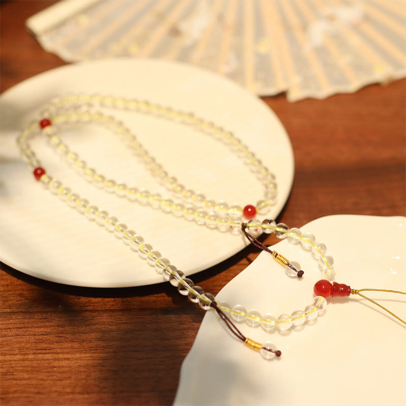 108 Perlen Weiß Rot Achat Vierfach Wickelschutzarmband