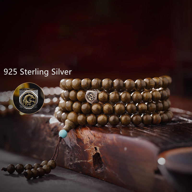 Meditationsarmband aus Adlerholz mit 108 Perlen, 6 mm und 8 mm