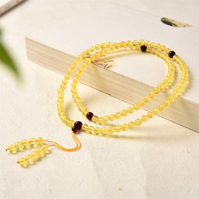 Mala-Armband mit 108 Perlen und Bernstein-Edelsteinen zur Linderung von Angstzuständen