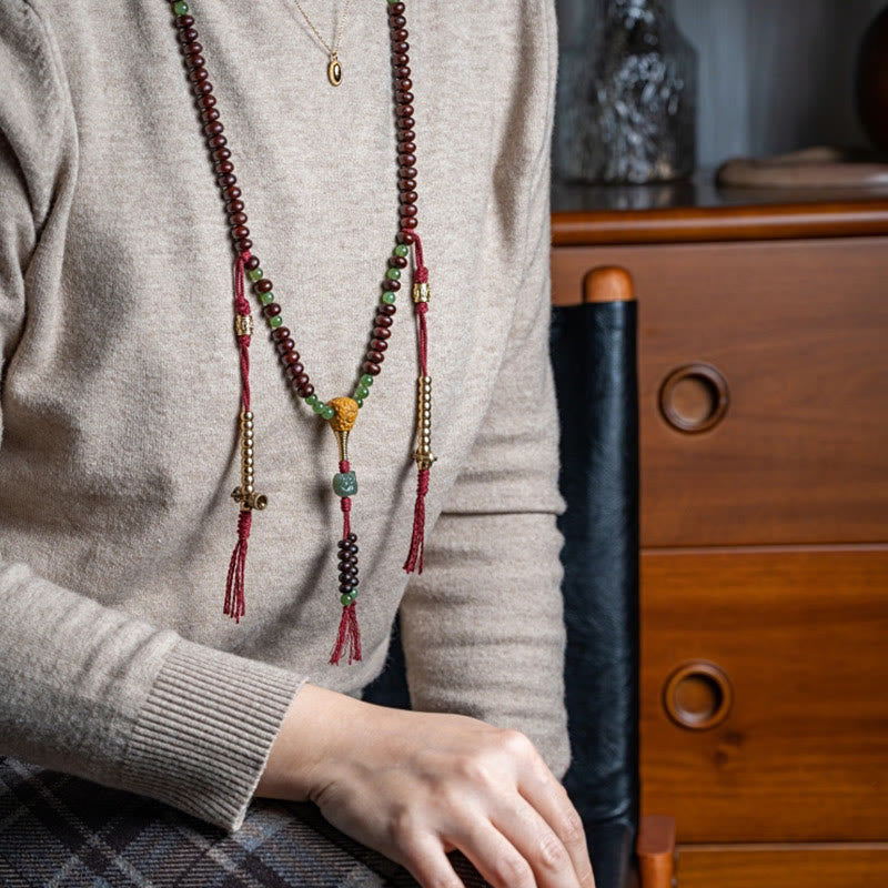 108 Perlen Bodhi Seed Mala Armband mit Hetian Cyan Jade Schutz