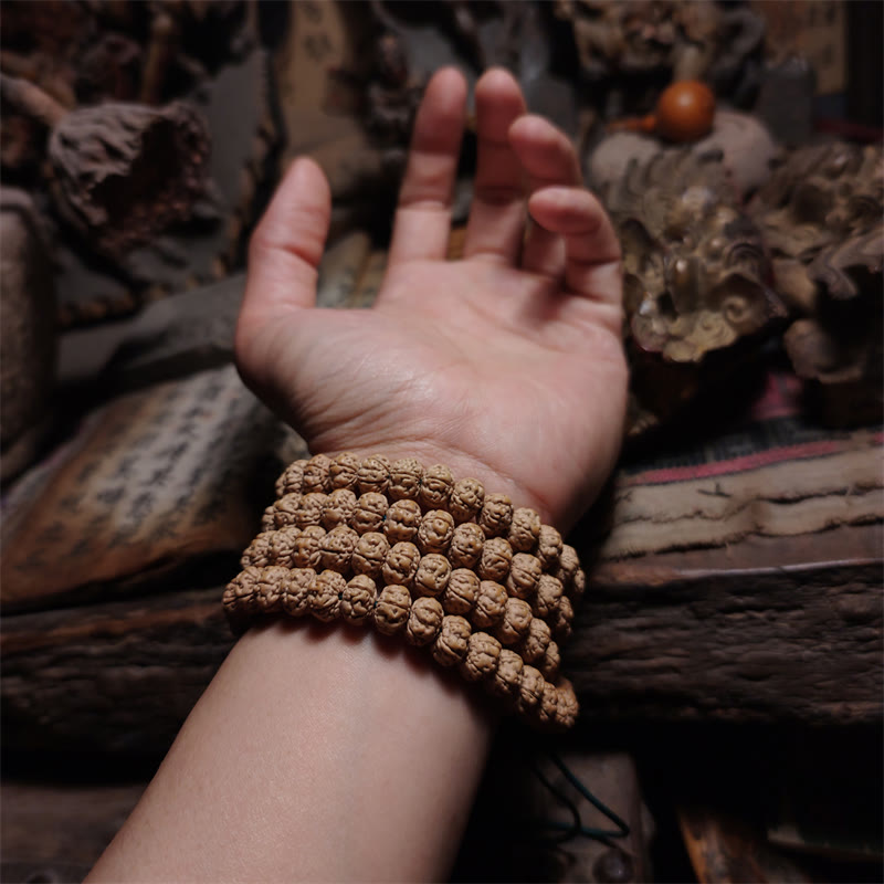 108 Perlen Bodhi Seed Vierfach-Wickelarmband 10mm 11mm