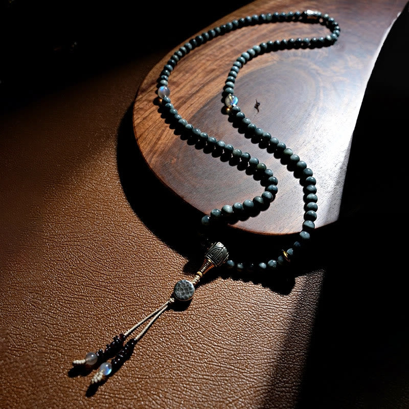 Mala-Armband mit 108 Perlen aus Adlerauge-Stein für positive Energie