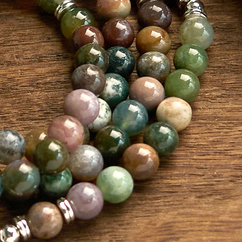 108 Perlen Indisches Achat-Lotus-Ruhearmband für Meditation