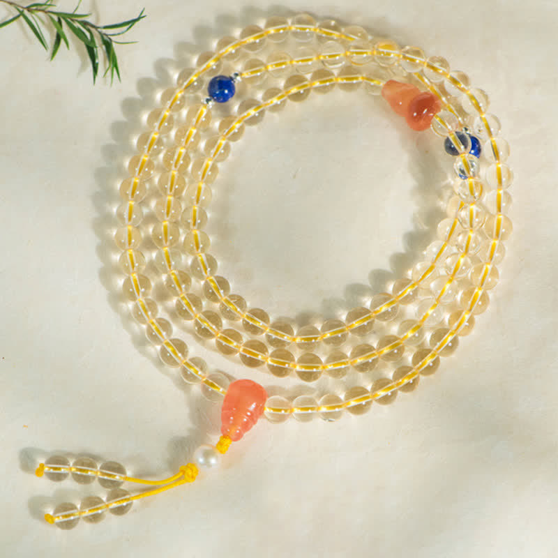 108 Perlen Natürlicher Citrin &amp; Roter Achat Wohlstandsarmband