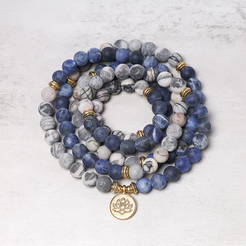108 Perlen Picasso Jaspis Lotus Mala Armband für Energie