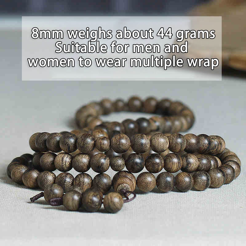 108 Perlen Tarakan Agarwood Holz Mala Armband zum Schutz