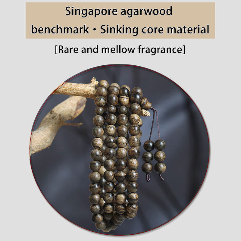 108 Perlen Tarakan Agarwood Holz Mala Armband zum Schutz