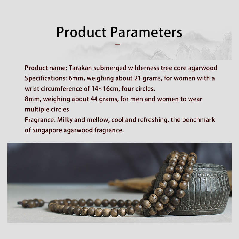 108 Perlen Tarakan Agarwood Holz Mala Armband zum Schutz