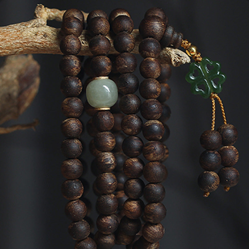 108 Perlen Holz Mala Armband Adlerholz Jade 999 Gold Frieden