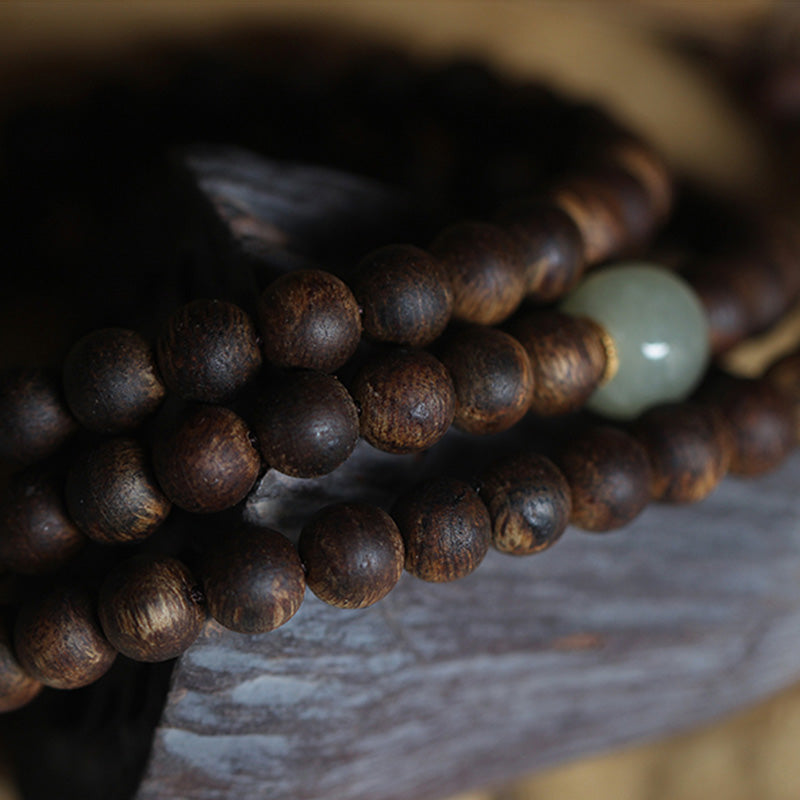 108 Perlen Holz Mala Armband Adlerholz Jade 999 Gold Frieden