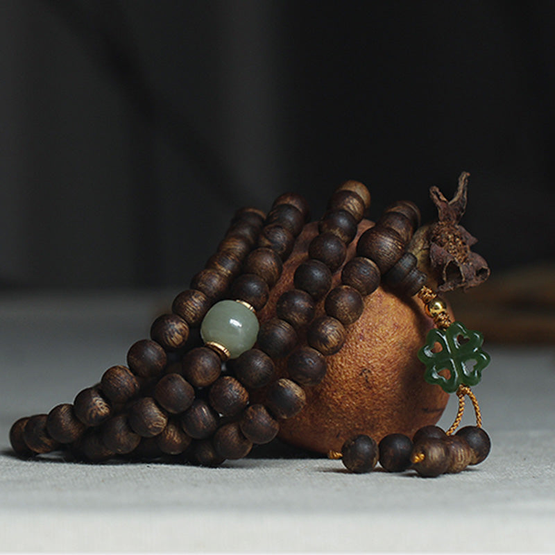 108 Perlen Holz Mala Armband Adlerholz Jade 999 Gold Frieden